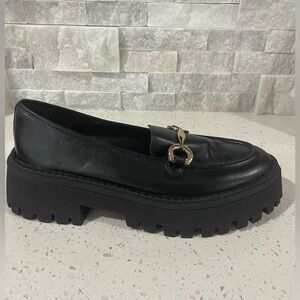 Arezzo Women’s Black Loafers with Gold Accent